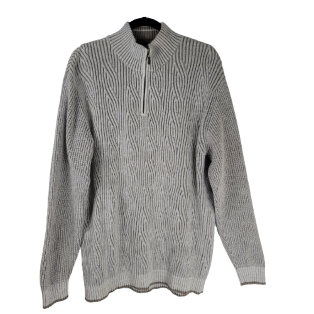 Tommy Bahama Men's Half Zip Pullover Sweater Size XL Cream Cotton Knit